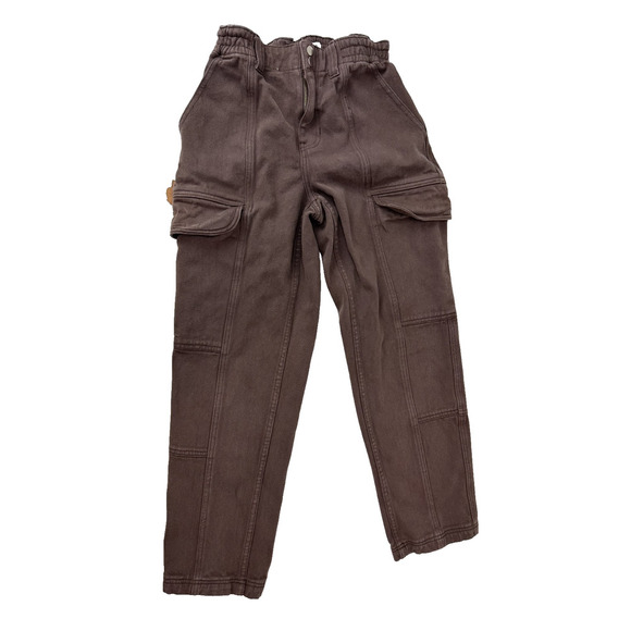 PacSun Pants - Grunge Pacsun Elastic Waist Cargo Utility Pants Brown Snap Button Small Pockets